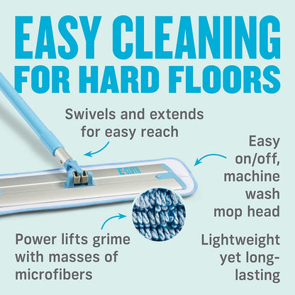 Deep Clean Microfiber Mop - Reusable Mop Pad for Home Cleaning, Hard Floors, Wood, Tile, or Laminate, Machine Washable, Use Wet for Cleaning or Dry for Dusting, No Refills or Spray Needed