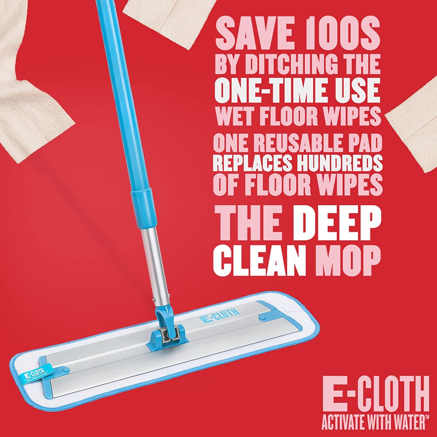 Deep Clean Microfiber Mop - Reusable Mop Pad for Home Cleaning, Hard Floors, Wood, Tile, or Laminate, Machine Washable, Use Wet for Cleaning or Dry for Dusting, No Refills or Spray Needed